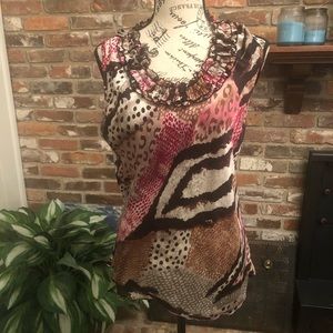 Dressbarn ladies ruffle neck blouse